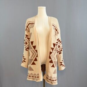 Cozy Cream and Brown Geometric Sweater